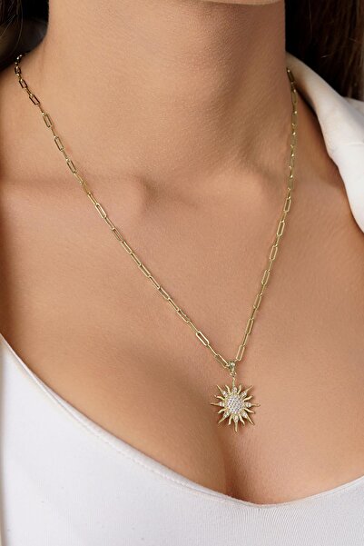 Fiyonk Kuyumculuk 14 Ayar Altın Ataç Zincirde Güneş Kolye