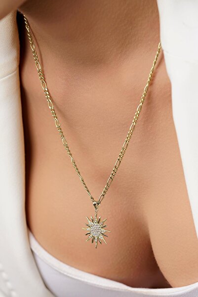 Fiyonk Kuyumculuk 14 Ayar Altın Figaro Zincirli Güneş Kolye