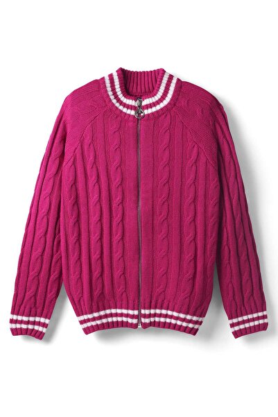 Pine kids Knit Full Raglan Sleeves Front Open Sweater with Cable Knit Design ...