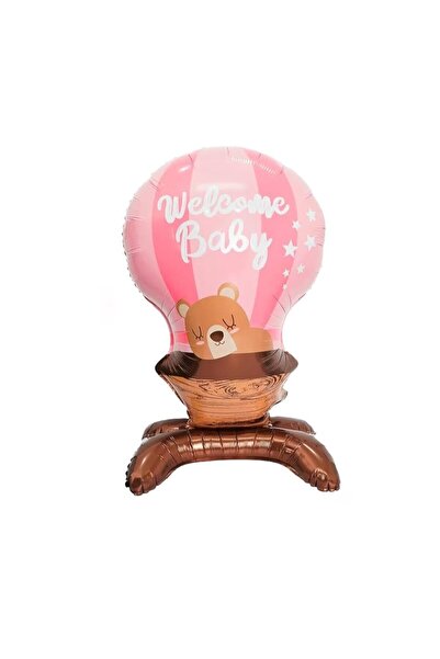 BEST PARTİ Standing Welcome Baby Written Pink Foil Balloon
