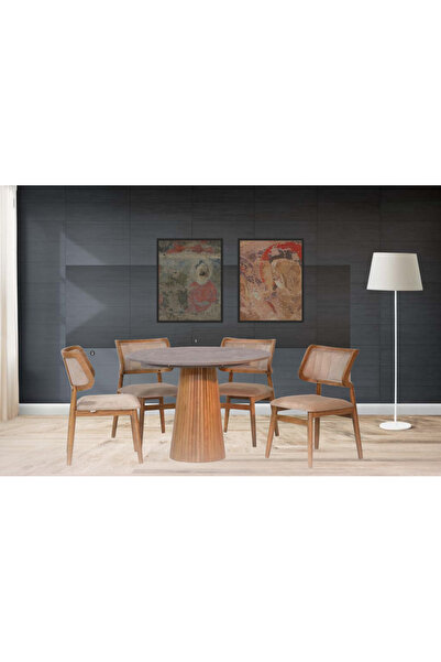 VRL Troya (Yuvarlak - Kare) Mutfak Masası Picatos Ahşap Mutfak Cafe Sandalyesi