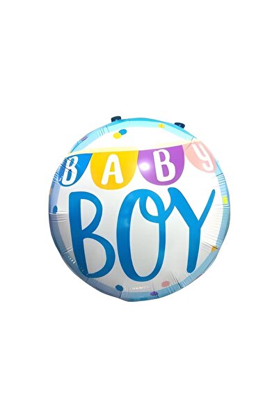 BEST PARTİ Blue Baby Boy Written Round Foil Balloon