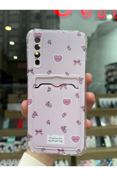 OVADA SAMSUNG GALAXY A50 Uyumlu Kamera Korumalı Kartlıklı Baskılı Darbe Emici Silikon Kılıf