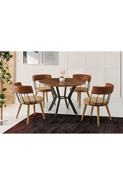 VRL Marin 105 Mutfak Cafe Masası Rosa Metal Sandalye Takımı