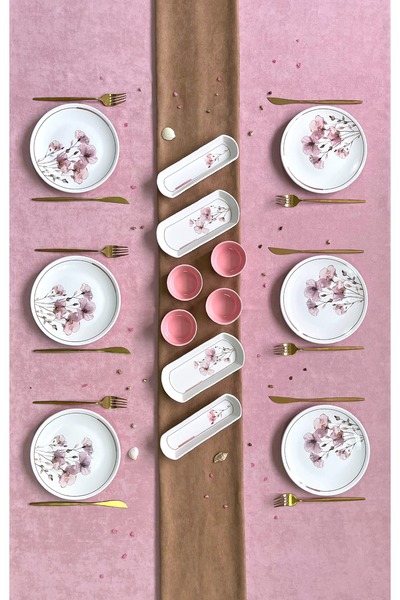 Erbaşlar Açelya Lüx Rölyefli 14 Parça 6 Kişilik Kahvaltı Takımı Seti