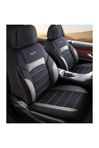 Panda Special Car Seat Covers with Zippers for Foldable Bench, Grey-Black, 11 Pieces