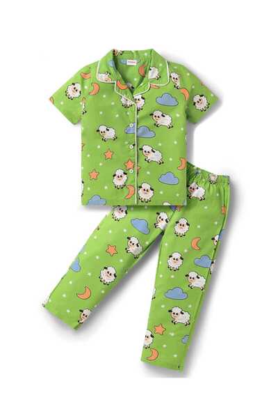 Babyhug Co-ords Night Suit with Sheep Print - Green