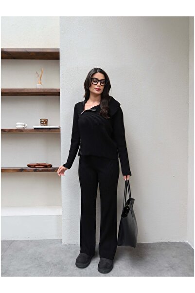 ESRAHELVACI Asymmetrical Double Zipper Knitwear Set