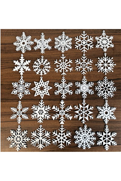 AtölyeMatris Set Ornamente Pom de Crăciun Fulg de Zăpadă 25 Bucăți 5 Cm IMPRIMARE 3D PLASTIC PLA