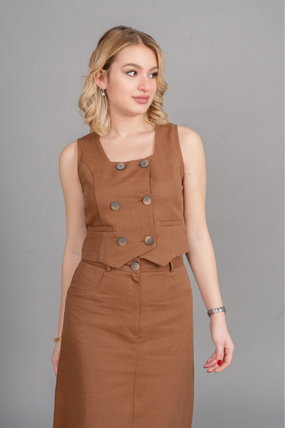 MissVina Vest Skirt Gabardine Jeans Suit 1242