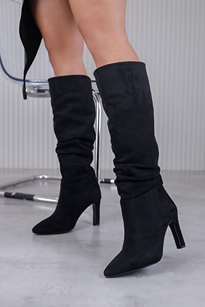 Stil Durağı peni model 8 cm topuklu uzun topuklu çizme SIY.SUET