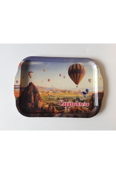kapadokyahediyelik Metal Presentation Tray, Cappadocia Themed Serving Tray, C...