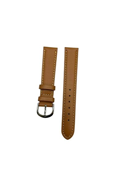 MercanSaat 18mm Flat Domestic Production Tan Genuine Leather Soft Watch Band