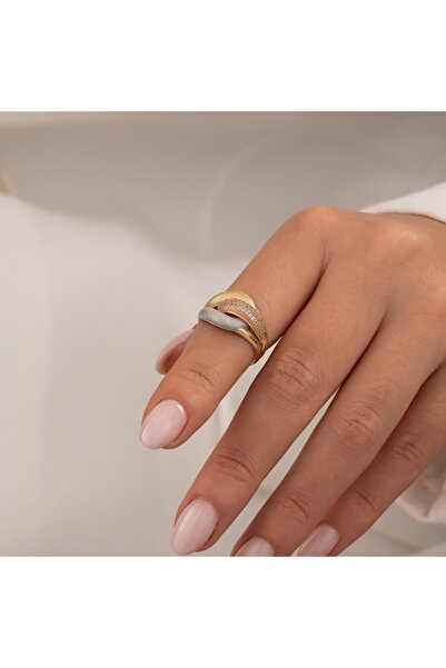 H.M Hakan Mücevherat Taşlı Sarmal Model 14 Ayar Altın Yüzük