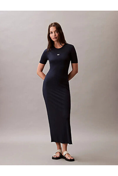 Calvin Klein A - MODAL RIB SS DRESS Antrasit Kadın Elbise