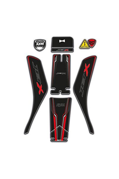 Redline Grafik SYM Jet X 125 Uyumlu Tank Pad Seti Kırmızı Siyah