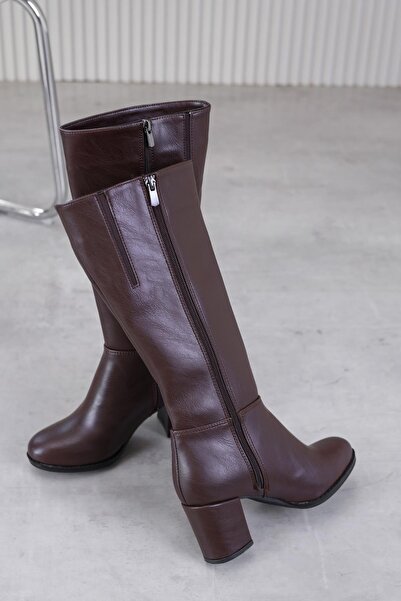 Stil Durağı keylor model 5 cm topuklu yeni sezon uzun çizme KAHVE