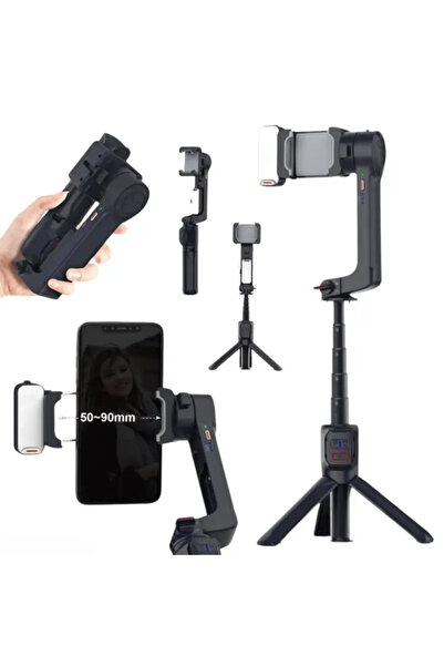 CALLIMEX STABILIZATOR GIMBAL CU 2 AXE + SELFIE STICK CU LAMPĂ DE UMPLERE DETAȘABILĂ A10