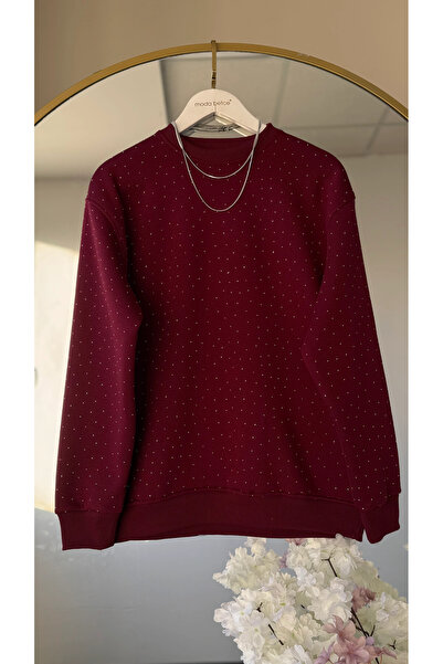 modabetce Oversize Stone-Embellished Sweatshirt