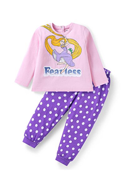 Babyhug Disney طقم بيجاما من قماش جيرسي ناعم مزين برسومات رابونزيل - وردي وأر...