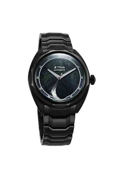 Titan Men's Black Stainless Steel Watch 10011NM03 – Modern Dark Finish, Bold Analog