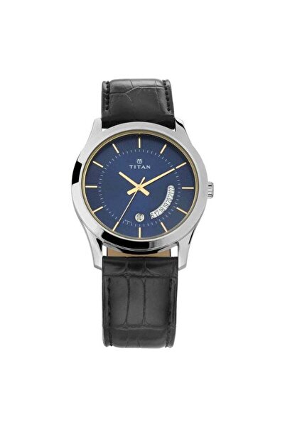 Titan Men's Watch 1823SL01 – Minimalist Metal Frame, Adjustable Strap