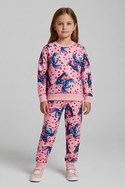 NEWKİDS cu imprimeu 2 fire Ş cu căptușeală din fleece Set pentru fete din bumbac pudrat