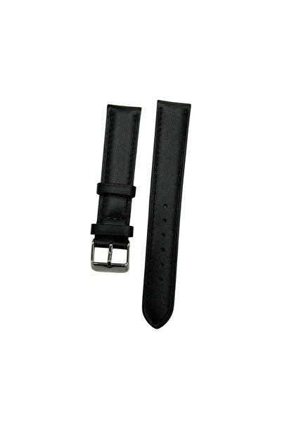 MercanSaat 18mm Flat Domestic Production Black Genuine Leather Soft Watch Band