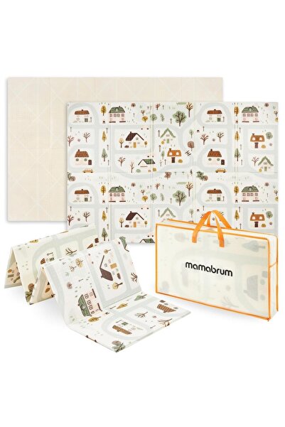 mamabrum Double-sided foldable foam mat 180 x 120 x 1cm - Charming Town/Sand Beige