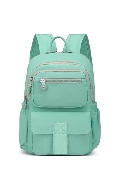 Hüvendo حقيبة ظهر نسائية ذكية مقاومة للماء متعددة الجيوب صغيرة الحجم كاجوال باللون الأخضر الفاتح