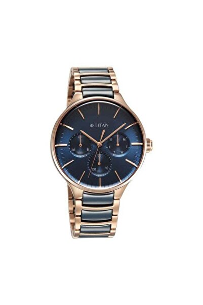 Titan Ceramic Fusion 90148KD04 Men's Watch - Blue Dial, Two-Tone Steel & Ceramic