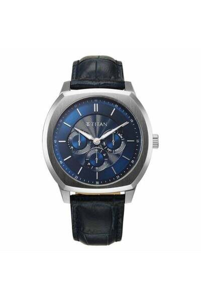 Titan ساعة ريغاليا آرك التناظرية للرجال 90213SL01 - مينا أزرق، علبة من الفولا...