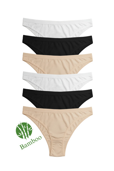 Hmd 6-Piece Soft Women's White Bamboo Panties Comfortable and Flexible