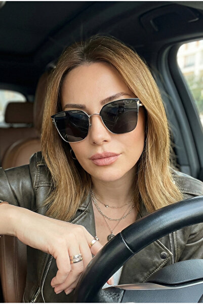 TARSS Sophia Black Metal Cat Eye Sunglasses Fine Stylish Details