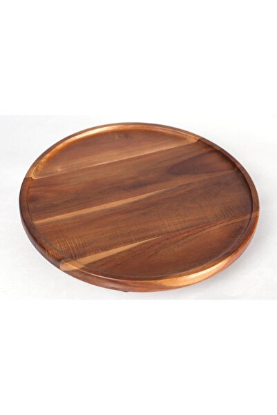 Metpoint Natura Acacia Footed Round Large Presentation Plate 32X6 cm