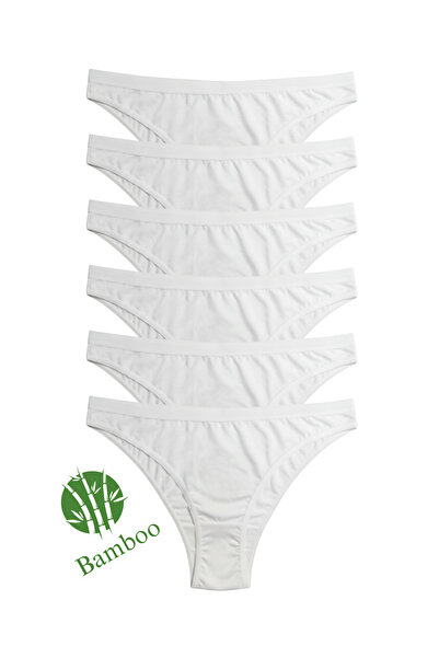Hmd 6-Piece Soft Women's White Bamboo Panties Comfortable and Flexible