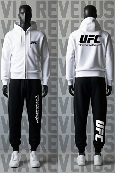 Vordevia طقم بدلة رياضية بغطاء للرأس وسحاب مطبوع من UFC