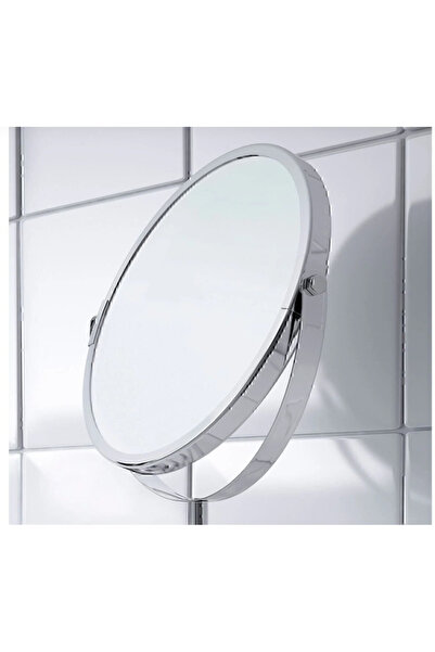 Santara Büyüteçli Büyük Boy Makyaj Aynası Paslanmaz Çelik Ayna 17 Cm Çift Taraflı Bir Tarafı 3 Kez Büyütür