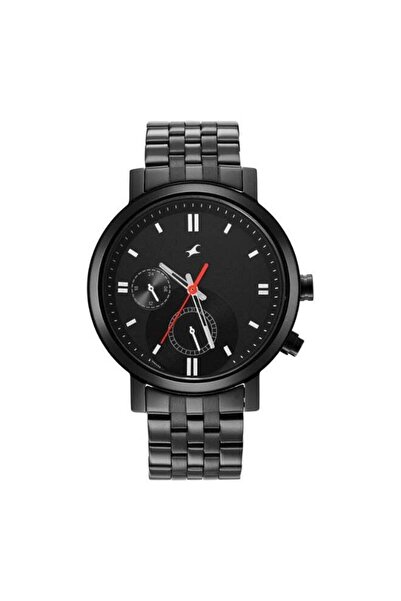 FASTRACK ساعة تيك توك 1.0 للرجال 3287NM01 - مينا أسود، سوار معدني أسود، متعدد...