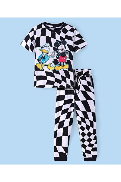 Pine Kids Disney بيجامة نوم نصف كم من قماش جيرسي ناعم مزين بشخصيات ميكي ماوس ...
