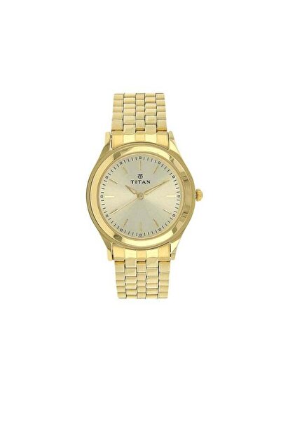 Titan Men's Watch 1648YM02 – Champagne Dial, Golden Stainless Steel Strap, Sleek Modern Design