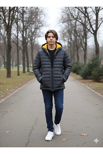 DUBLİNO KİDS Black Water and Windproof with Welsoft Inside Capu Hooded Additi...