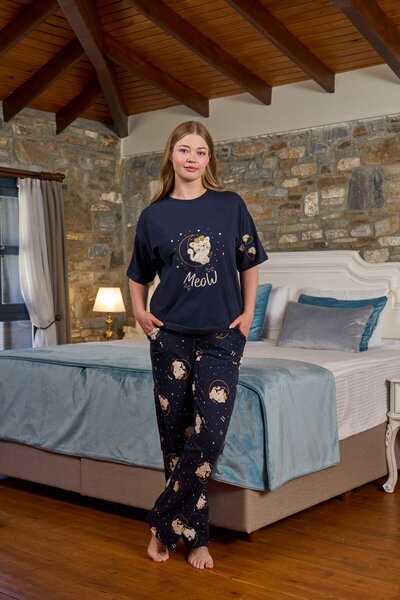 Cossy By Aqua Set de pijamale pentru femei cu mâneci scurte cu imprimeu CossybyAqua 26219-42