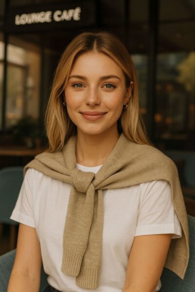 BALIENTE شال سترة محبوكة ناعمة الملمس من فرو المنك مقاس 50×65 سم