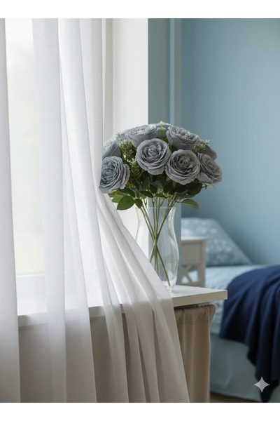 YAPAY ÇİÇEK DERYASI English Rose 10 Heads Cool Blue Decoration and Special Da...