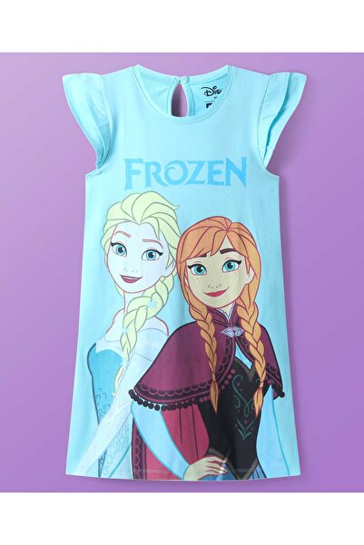 Pine Kids Disney قميص نوم بأكمام مكشكشة من نسيج جيرسي مفرد، مزين برسومات إلسا...
