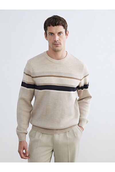 LC Waikiki Lcwaikiki Classic Crew Neck Striped Men's Knitwear Sweater