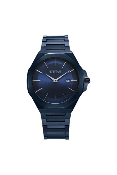 Titan Classique Slim Men's Watch 90167QM01 - Blue Dial, Blue Stainless Steel ...
