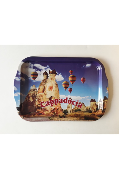 kapadokyahediyelik Metal Presentation Tray, Cappadocia Themed Serving Tray, C...
