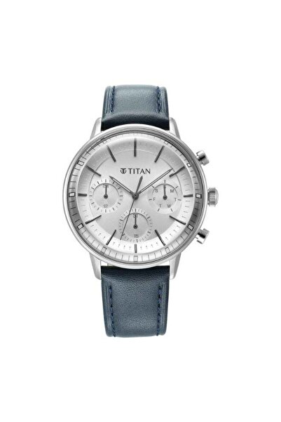 Titan Light Leathers Men's Watch 90171SL01 – Silver Dial, Blue Leather Strap,...